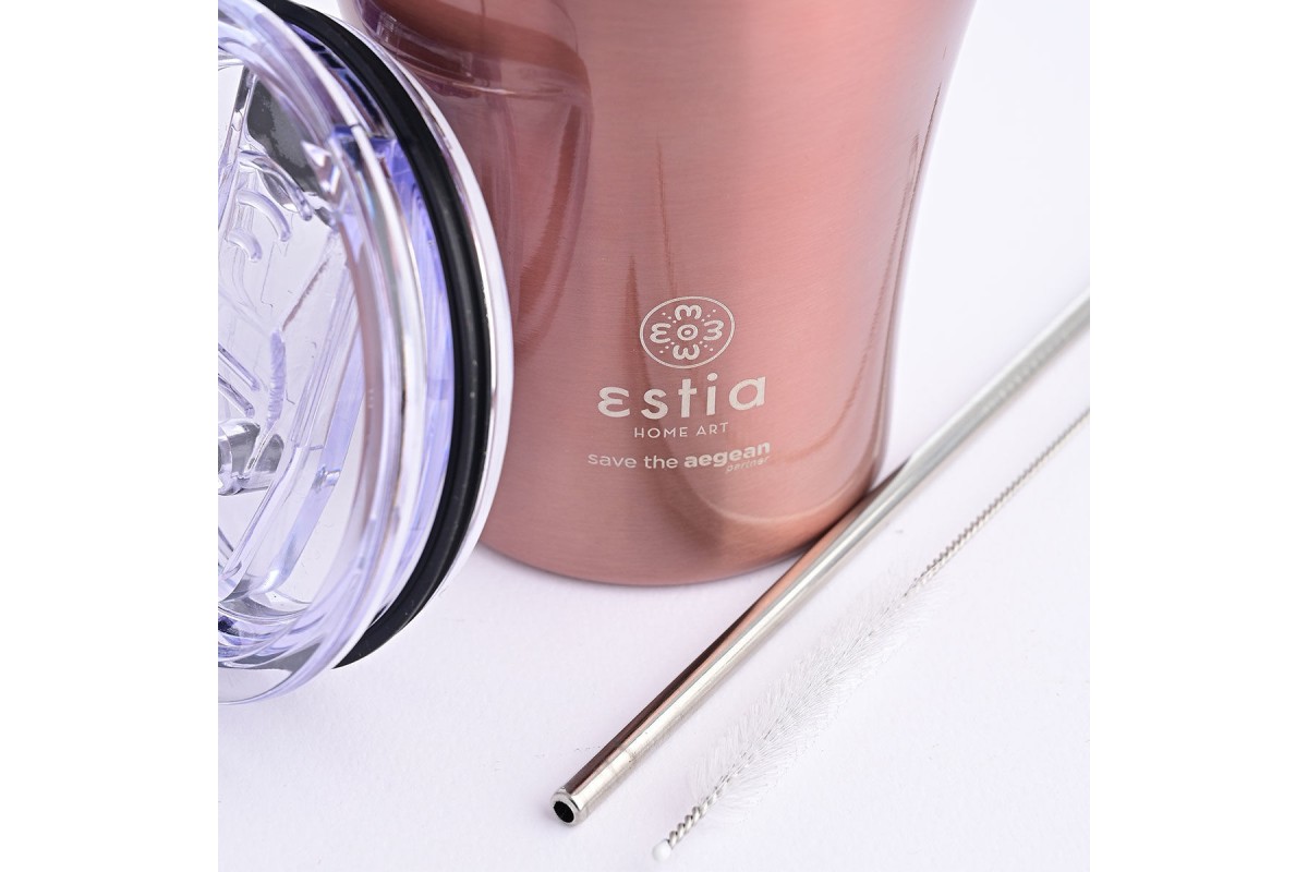 ESTIA ΘΕΡΜΟΣ COFFEE MUG SAVE THE AEGEAN 350ml ROSE GOLD