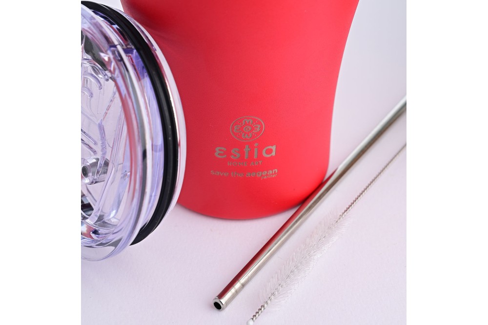 ESTIA ΘΕΡΜΟΣ COFFEE MUG SAVE THE AEGEAN 350ml SCARLET RED