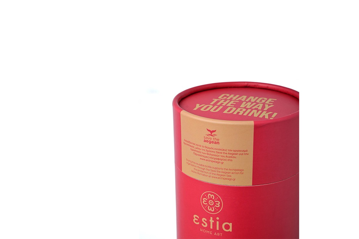 ESTIA ΘΕΡΜΟΣ COFFEE MUG SAVE THE AEGEAN 350ml SCARLET RED