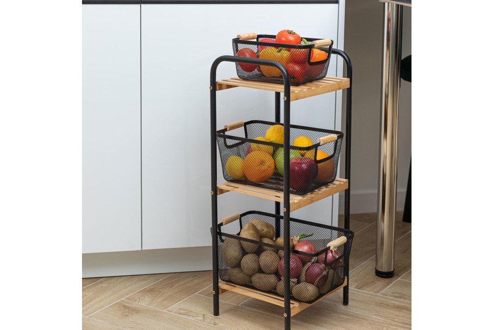 ESTIA ΡΑΦΙΕΡΑ ΕΠΙΔΑΠΕΔΙΑ BAMBOO ESSENTIALS ΜΕ ΜΕΤΑΛΛΙΚΗ ΒΑΣΗ 30x26x75cm 3 ΕΠΙΠΕΔΩΝ