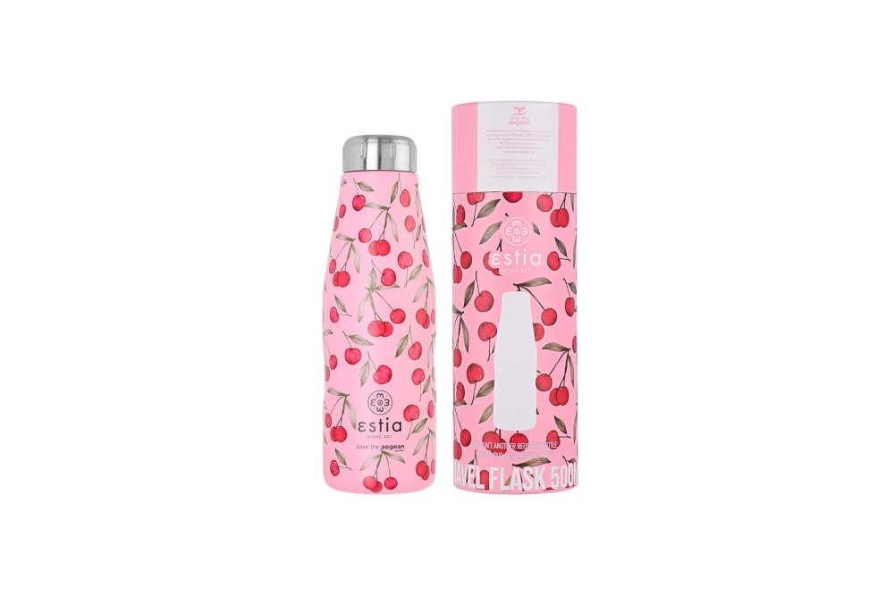 ESTIA ΘΕΡΜΟΣ TRAVEL FLASK SAVE THE AEGEAN 500ml CHERRY ROSE