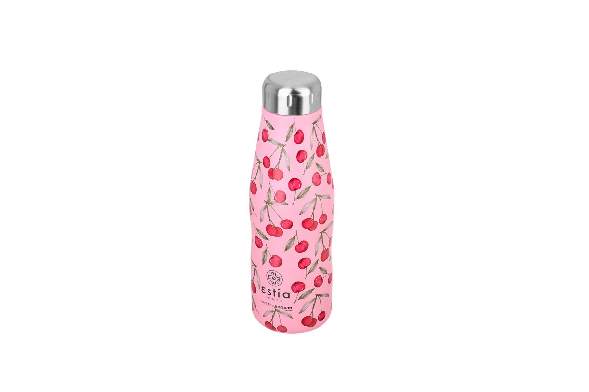 ESTIA ΘΕΡΜΟΣ TRAVEL FLASK SAVE THE AEGEAN 500ml CHERRY ROSE ESTIA ΘΕΡΜΟΣ TRAVEL FLASK SAVE THE AEGEAN 500ml CHERRY ROSE