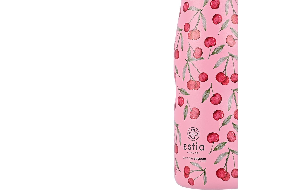 ESTIA ΘΕΡΜΟΣ TRAVEL FLASK SAVE THE AEGEAN 500ml CHERRY ROSE ESTIA ΘΕΡΜΟΣ TRAVEL FLASK SAVE THE AEGEAN 500ml CHERRY ROSE