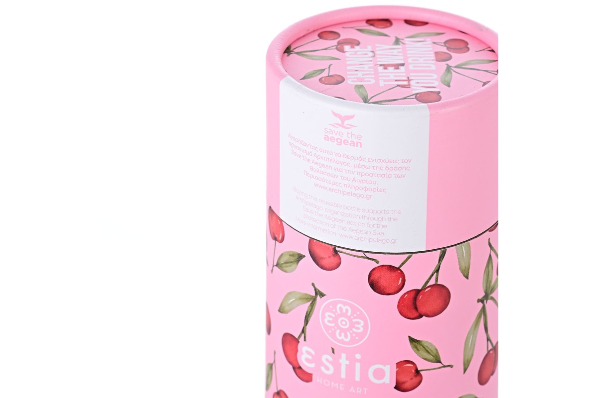 ESTIA ΘΕΡΜΟΣ TRAVEL FLASK SAVE THE AEGEAN 500ml CHERRY ROSE ESTIA ΘΕΡΜΟΣ TRAVEL FLASK SAVE THE AEGEAN 500ml CHERRY ROSE