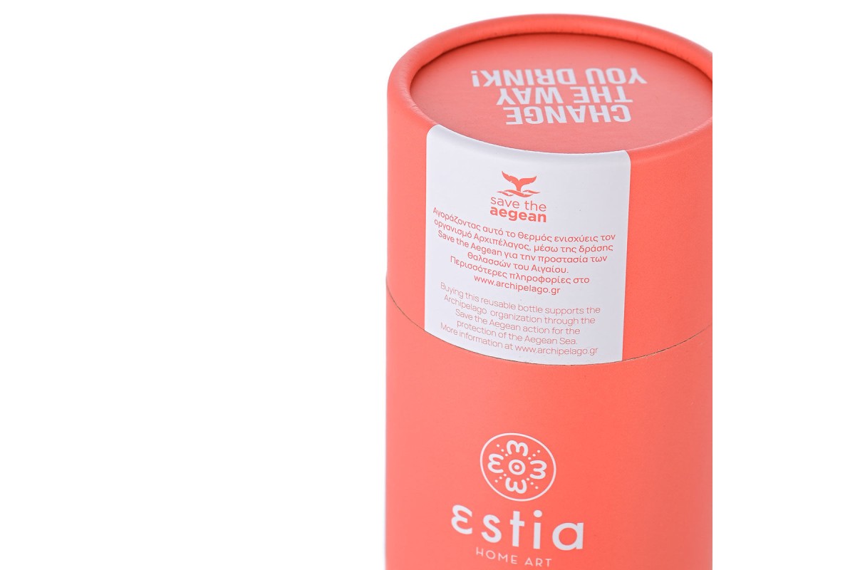 ESTIA ΘΕΡΜΟΣ TRAVEL FLASK SAVE THE AEGEAN 500ml FUSION CORAL