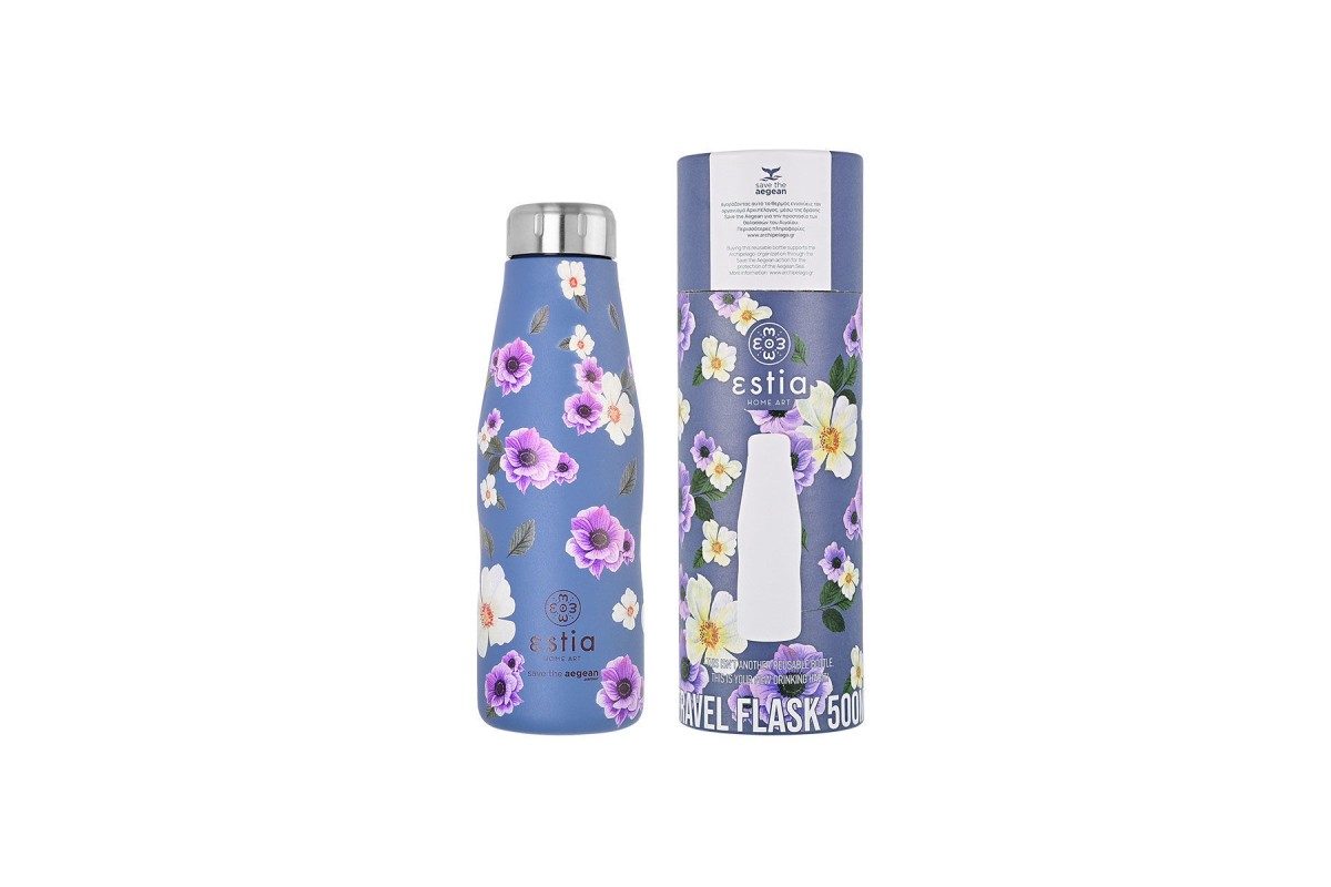 ESTIA ΘΕΡΜΟΣ TRAVEL FLASK SAVE THE AEGEAN 500ml GARDEN BLUE