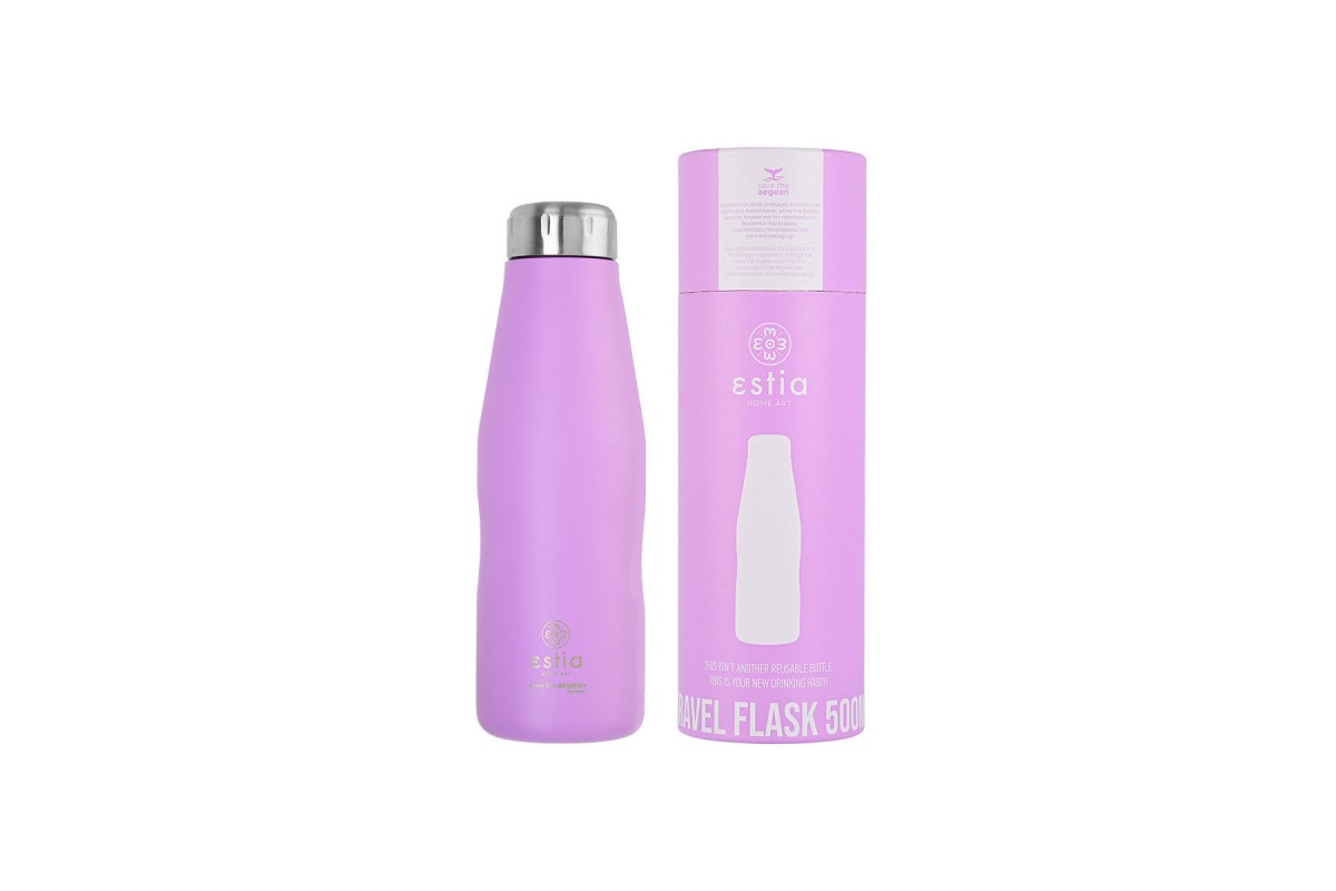 ESTIA ΘΕΡΜΟΣ TRAVEL FLASK SAVE THE AEGEAN 500ml LAVENDER PURPLE