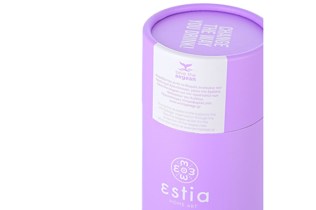 ESTIA ΘΕΡΜΟΣ TRAVEL FLASK SAVE THE AEGEAN 500ml LAVENDER PURPLE