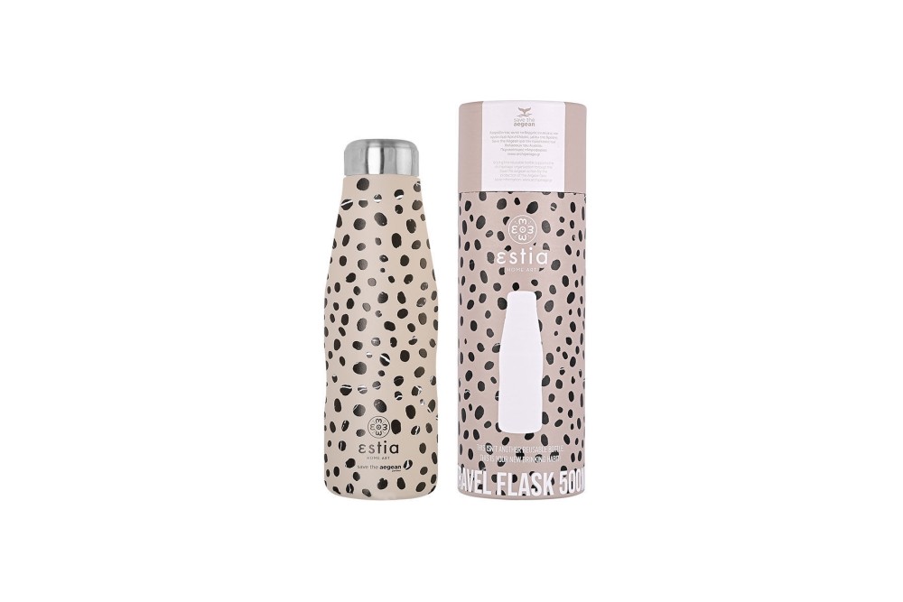 ESTIA ΘΕΡΜΟΣ TRAVEL FLASK SAVE THE AEGEAN 500ml LEOPARD TAUPE