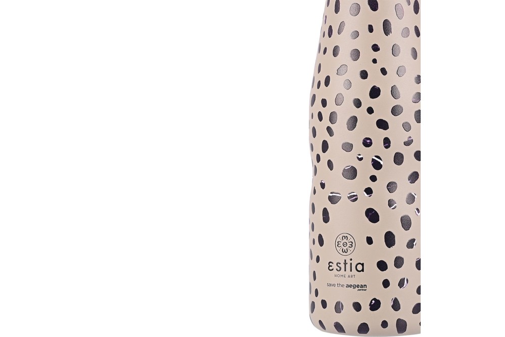 ESTIA ΘΕΡΜΟΣ TRAVEL FLASK SAVE THE AEGEAN 500ml LEOPARD TAUPE