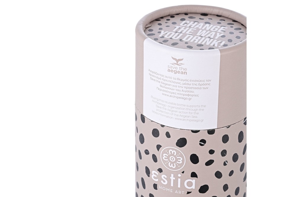 ESTIA ΘΕΡΜΟΣ TRAVEL FLASK SAVE THE AEGEAN 500ml LEOPARD TAUPE