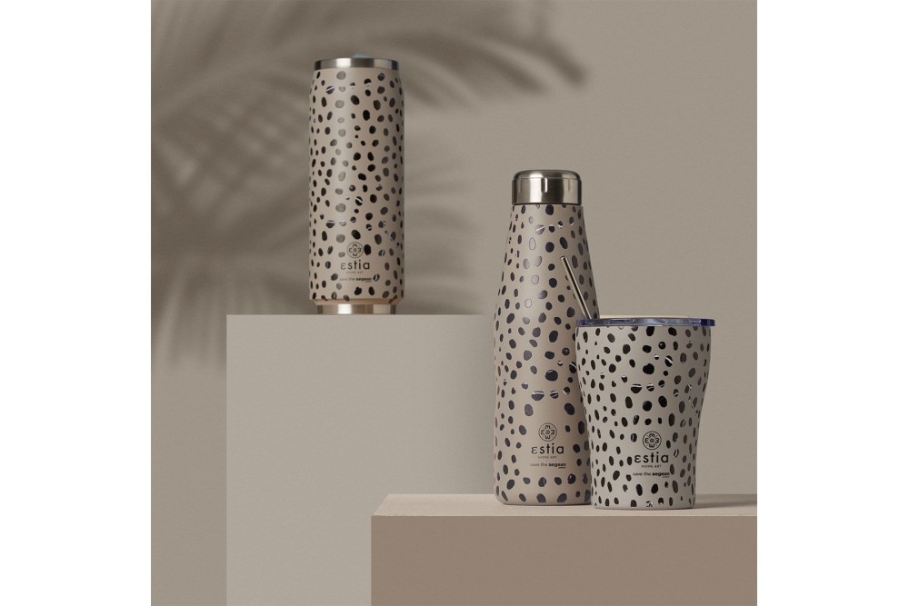 ESTIA ΘΕΡΜΟΣ TRAVEL FLASK SAVE THE AEGEAN 500ml LEOPARD TAUPE