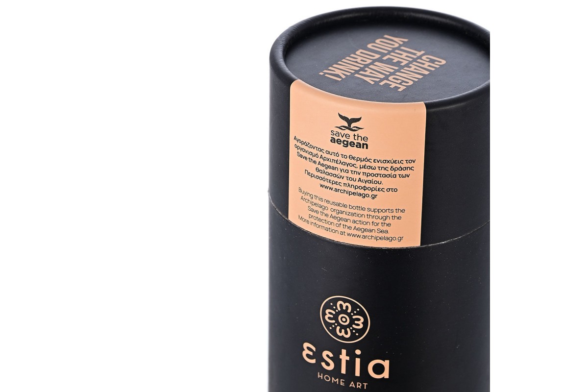 ESTIA ΘΕΡΜΟΣ TRAVEL FLASK SAVE THE AEGEAN 500ml MIDNIGHT BLACK