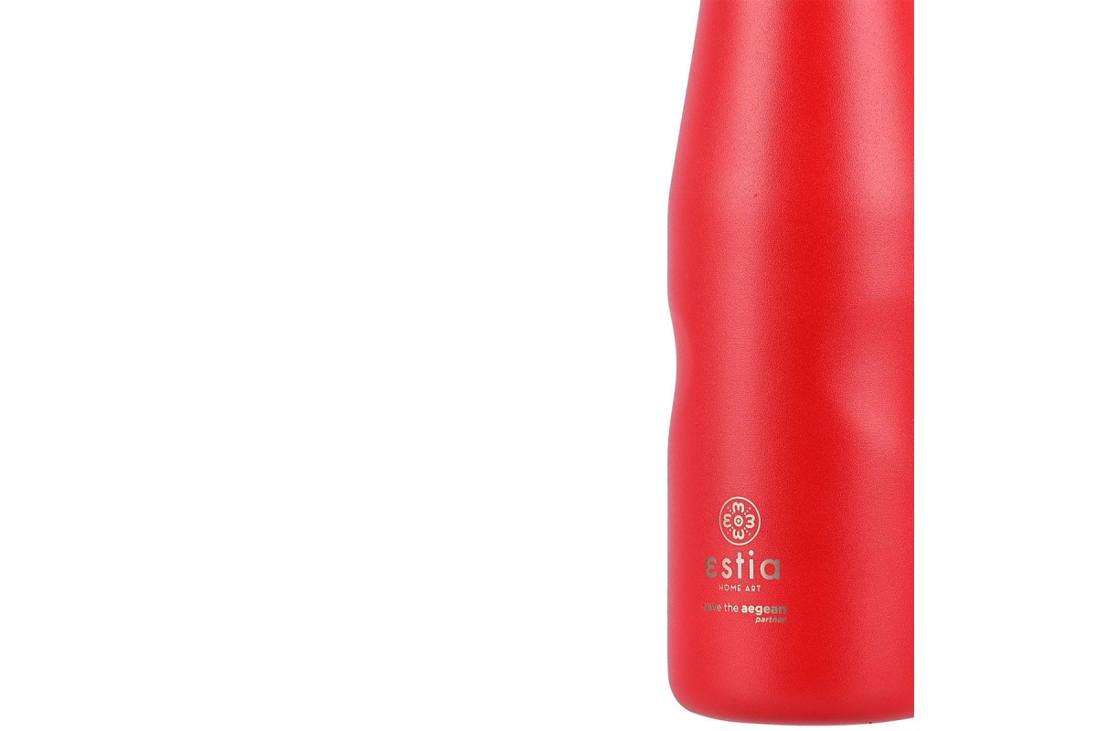 ESTIA ΘΕΡΜΟΣ TRAVEL FLASK SAVE THE AEGEAN 500ml SCARLET RED ESTIA ΘΕΡΜΟΣ TRAVEL FLASK SAVE THE AEGEAN 500ml SCARLET RED