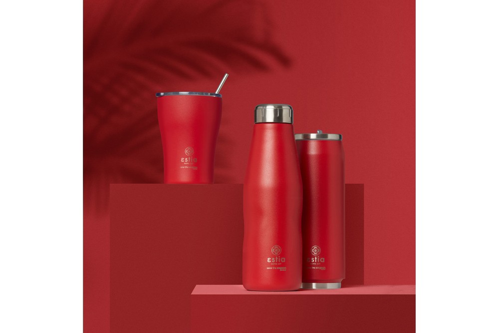 ESTIA ΘΕΡΜΟΣ TRAVEL FLASK SAVE THE AEGEAN 500ml SCARLET RED