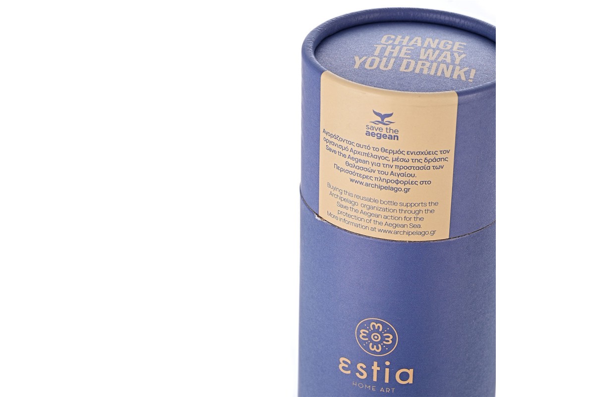 ESTIA ΘΕΡΜΟΣ TRAVEL FLASK SAVE THE AEGEAN 750ml DENIM BLUE