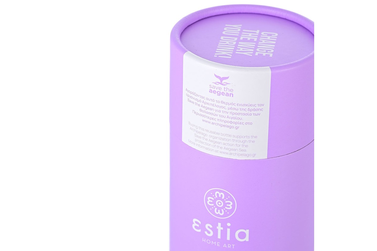 ESTIA ΘΕΡΜΟΣ TRAVEL FLASK SAVE THE AEGEAN 750ml LAVENDER PURPLE