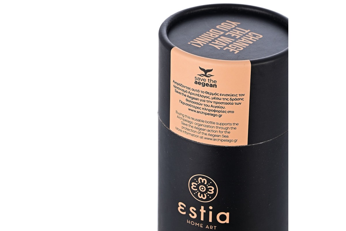 ESTIA ΘΕΡΜΟΣ TRAVEL FLASK SAVE THE AEGEAN 750ml MIDNIGHT BLACK