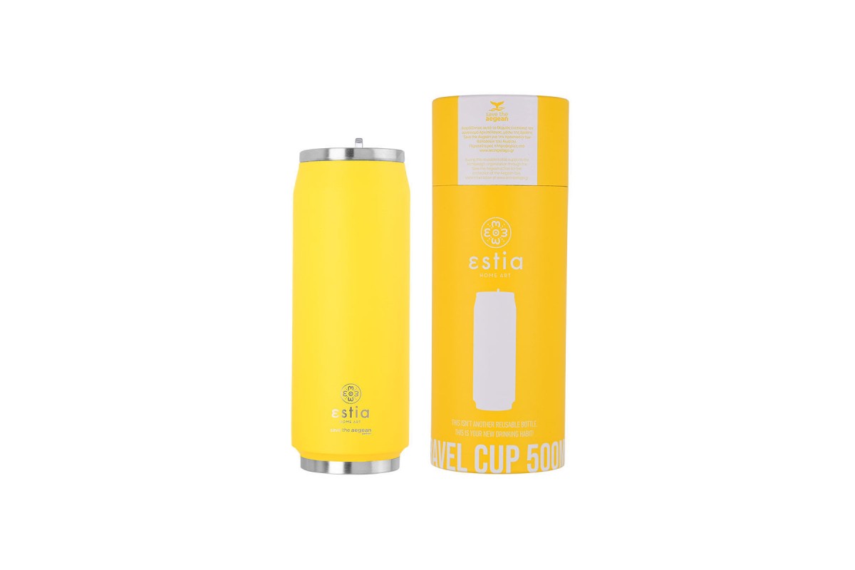 ESTIA ΘΕΡΜΟΣ TRAVEL CUP SAVE THE AEGEAN 500ml PINEAPPLE YELLOW