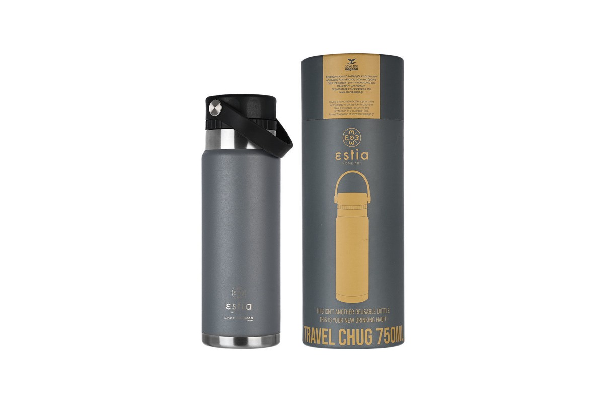 ESTIA ΘΕΡΜΟΣ TRAVEL CHUG SAVE THE AEGEAN 750ml FJORD GREY