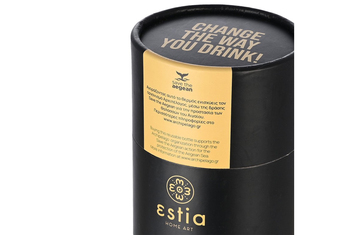 ESTIA ΘΕΡΜΟΣ TRAVEL CHUG SAVE THE AEGEAN 750ml MIDNIGHT BLACK