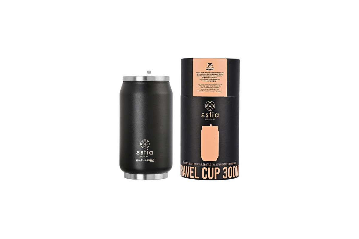 ESTIA ΘΕΡΜΟΣ TRAVEL CUP SAVE THE AEGEAN 300ml MIDNIGHT BLACK