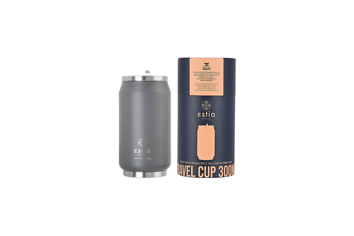 ESTIA ΘΕΡΜΟΣ TRAVEL CUP SAVE THE AEGEAN 300ml FJORD GREY