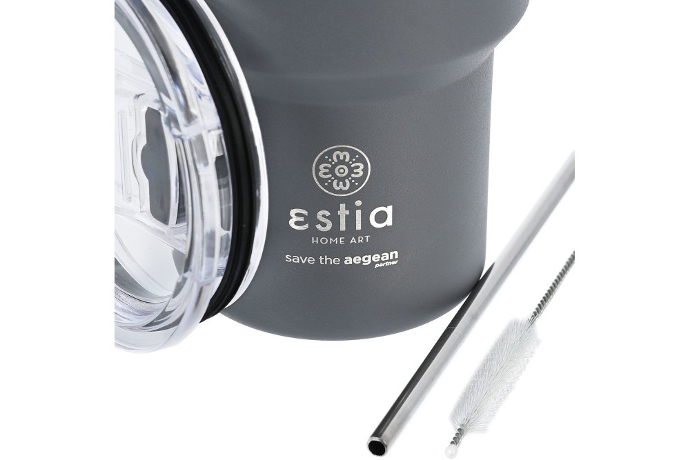 ESTIA ΘΕΡΜΟΣ MUG LITE SAVE THE AEGEAN 400ml FJORD GREY