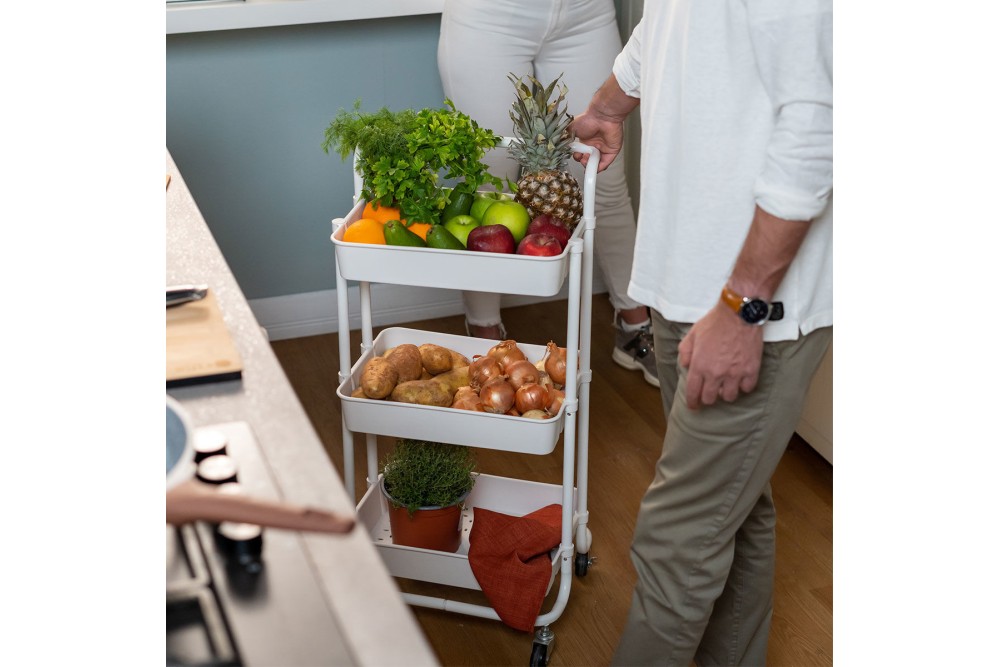 ESTIA ΤΡΟΛΕΪ ΑΠΟΘΗΚΕΥΣΗΣ ΜΕΤΑΛΛΙΚΟ 3 ΕΠΙΠΕΔΩΝ 43x36x86cm ΛΕΥΚΟ