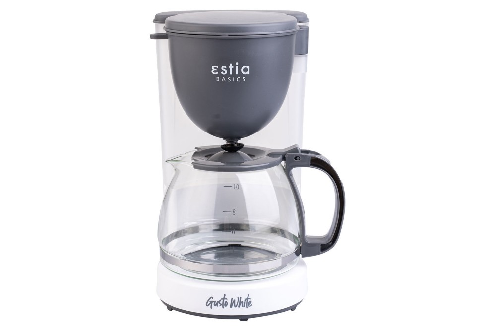 ESTIA ΚΑΦΕΤΙΕΡΑ ΦΙΛΤΡΟΥ GUSTO WHITE ΠΛΑΣΤΙΚΗ 750w ΜΕ ΓΥΑΛΙΝΗ ΚΑΝΑΤΑ 1.25lt