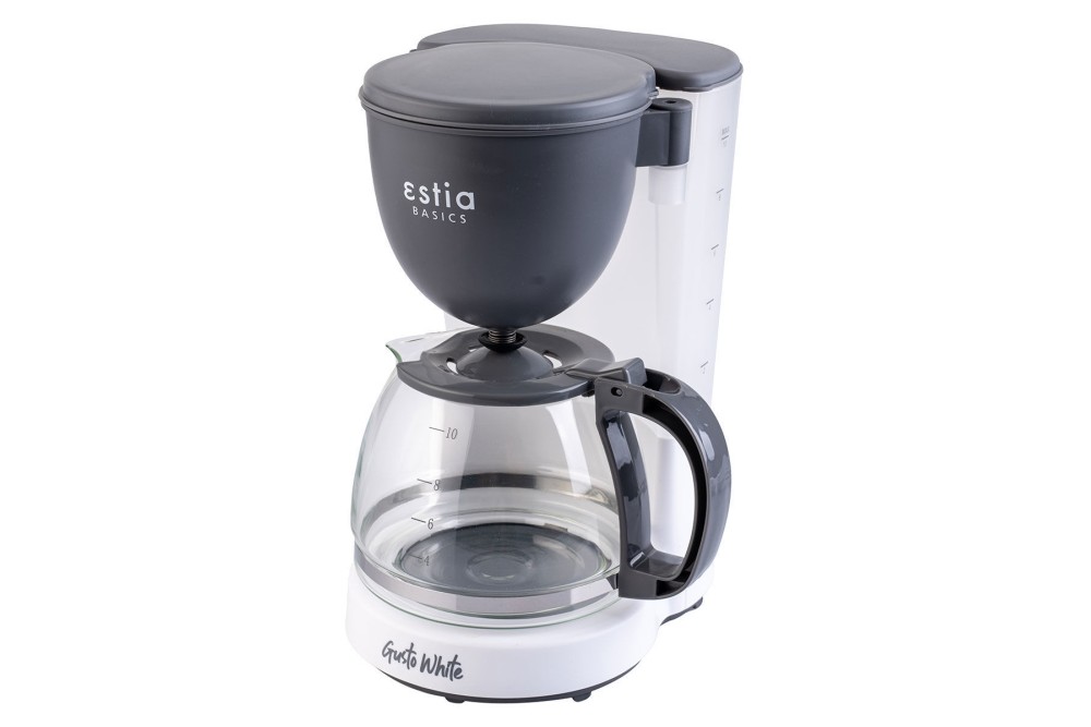 ESTIA ΚΑΦΕΤΙΕΡΑ ΦΙΛΤΡΟΥ GUSTO WHITE ΠΛΑΣΤΙΚΗ 750w ΜΕ ΓΥΑΛΙΝΗ ΚΑΝΑΤΑ 1.25lt