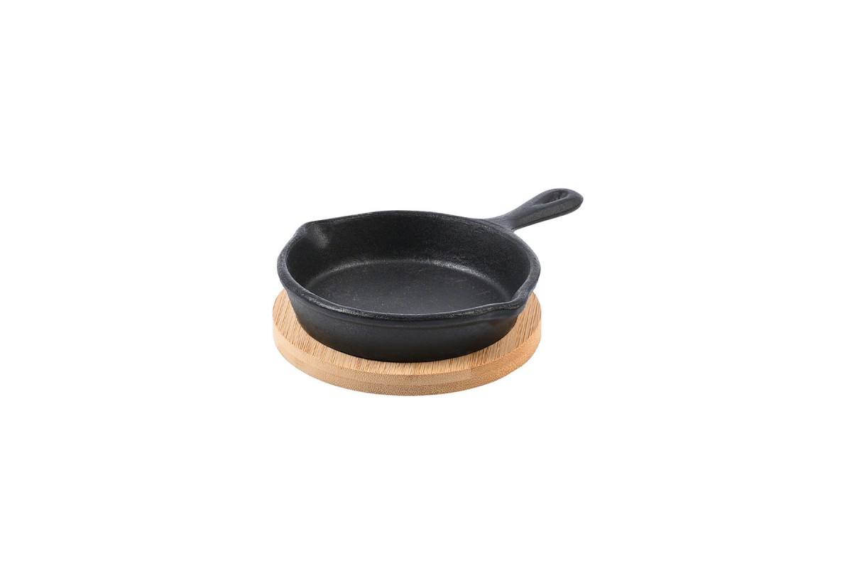 ESTIA ΤΗΓΑΝΙ ΣΕΡΒΙΡΙΣΜΑΤΟΣ IRON MANTEMENIO 10cm ΜΕ ΒΑΣΗ BAMBOO