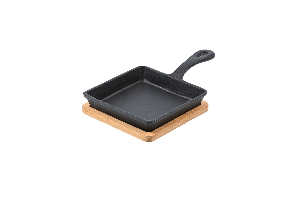 ESTIA ΤΗΓΑΝΙ ΣΕΡΒΙΡΙΣΜΑΤΟΣ IRON MANTEMENIO 14cm ΜΕ ΒΑΣΗ BAMBOO