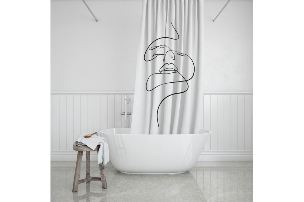 ESTIA ΚΟΥΡΤΙΝΑ ΜΠΑΝΙΟΥ ΑΔΙΑΒΡΟΧΗ LINE ART ΠΟΛΥΕΣΤΕΡΙΚΗ 180x200cm