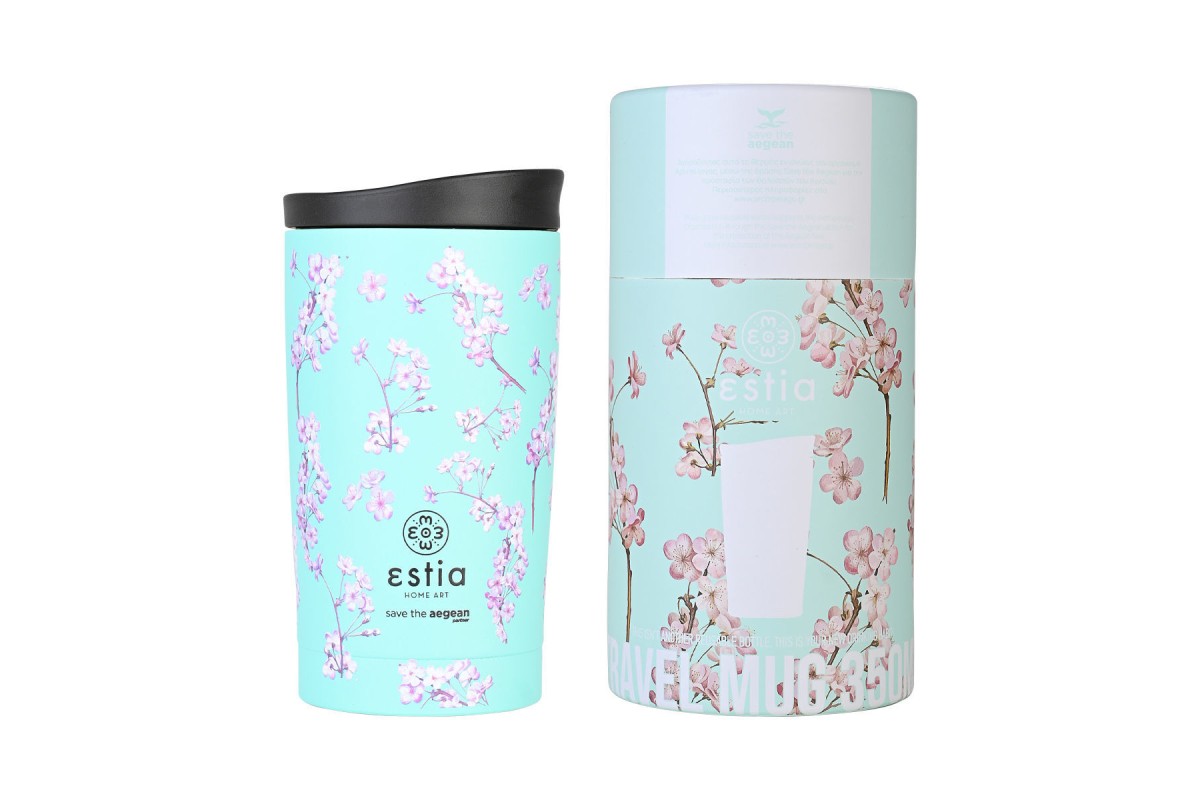 ESTIA ΘΕΡΜΟΣ TRAVEL MUG SAVE THE AEGEAN 350ml BLOSSOM GREEN