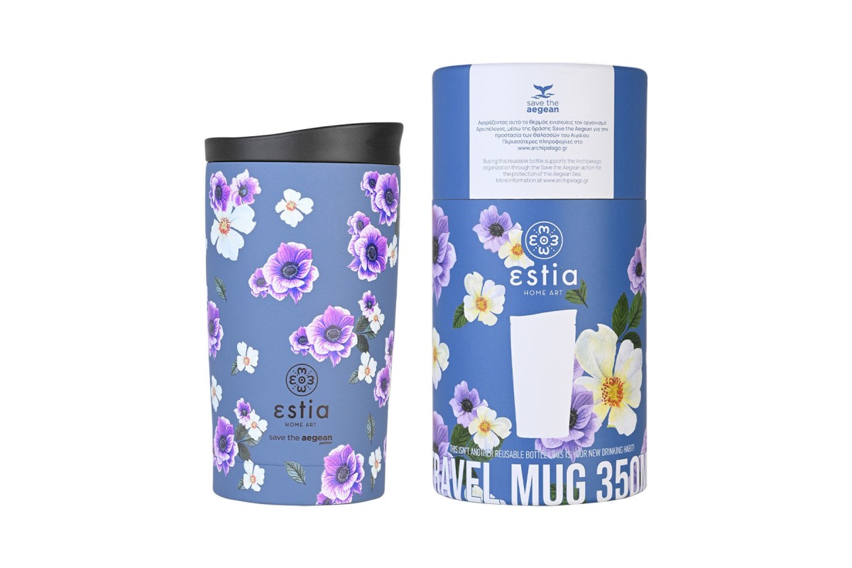 ESTIA ΘΕΡΜΟΣ TRAVEL MUG SAVE THE AEGEAN 350ml GARDEN BLUE