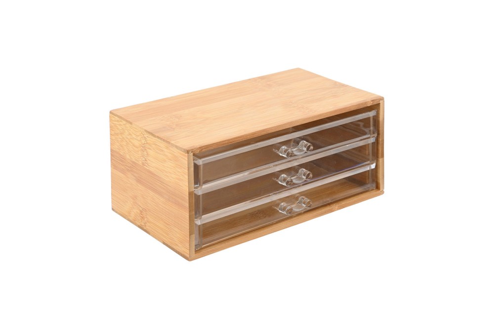 ESTIA ΚΟΣΜΗΜΑΤΟΘΗΚΗ BAMBOO ESSENTIALS 24.5x11x14cm ΜΕ 3 ΣΥΡΤΑΡΑΚΙΑ