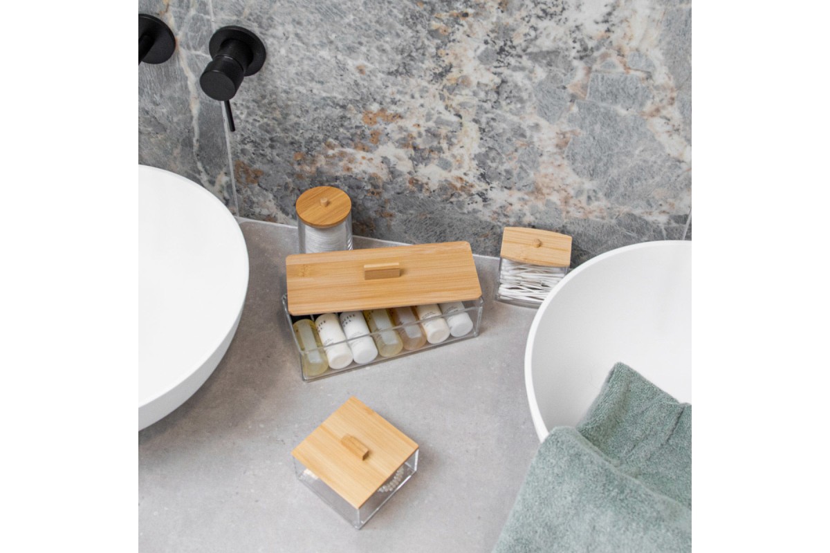 ESTIA ΚΟΥΤΙ ΑΠΟΘΗΚΕΥΣΗΣ & ΟΡΓΑΝΩΣΗΣ BAMBOO ESSENTIALS ΤΕΤΡΑΓΩΝΟ  9x9x6cm ΜΕ ΚΑΠΑΚΙ