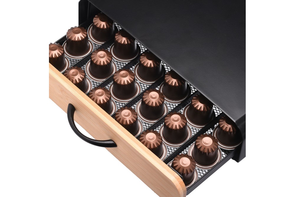 ESTIA ΘΗΚΗ ΓΙΑ ΚΑΨΟΥΛΕΣ ESPRESSO BAMBOO ESSENTIALS ΜΕΤΑΛΛΙΚΗ ΣΥΡΤΑΡΩΤΗ 60 ΘΕΣΕΩΝ ΜΑΥΡΗ