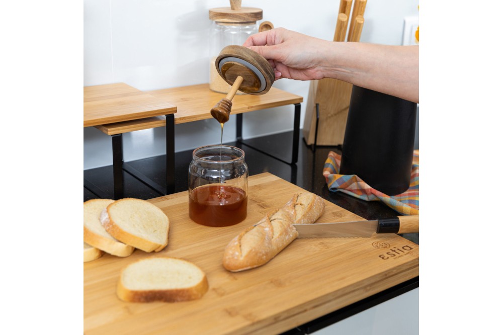 ESTIA ΔΟΧΕΙΟ ΜΕΛΙΟΥ ALLURE ΓΥΑΛΙΝΟ 450ml 9x9x13.5cm ΜΕ ΚΟΥΤΑΛΙ ΜΕΛΙΟΥ