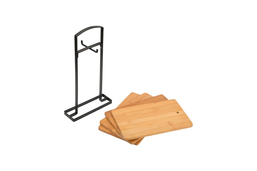 ESTIA ΣΕΤ ΕΠΙΦΑΝΕΙΕΣ ΚΟΠΗΣ BAMBOO ESSENTIALS 5 ΤΕΜ ΜΕ ΒΑΣΗ ΜΕΤΑΛΛΙΚΗ