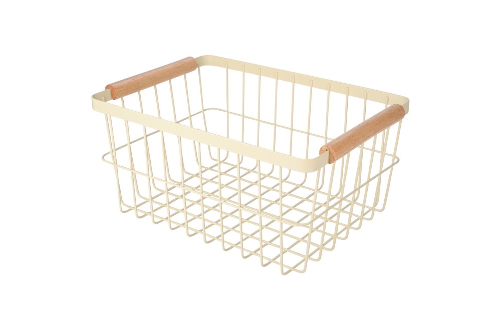 ESTIA ΚΑΛΑΘΙ ΟΡΓΑΝΩΣΗΣ ALLURE ΜΕΤΑΛΛΙΚΟ ΜΕ ΞΥΛΙΝΕΣ ΛΑΒΕΣ 33x22x15 IVORY