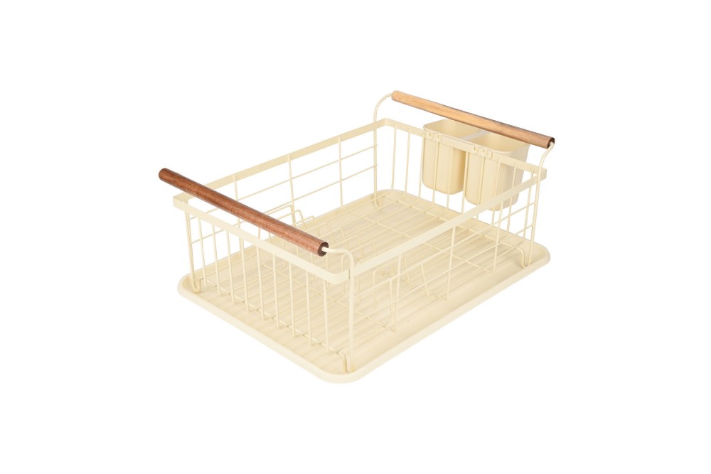 ESTIA ΠΙΑΤΟΘΗΚΗ ALLURE ΜΕΤΑΛΛΙΚΗ ΜΕ ΞΥΛΙΝΕΣ ΛΑΒΕΣ IVORY