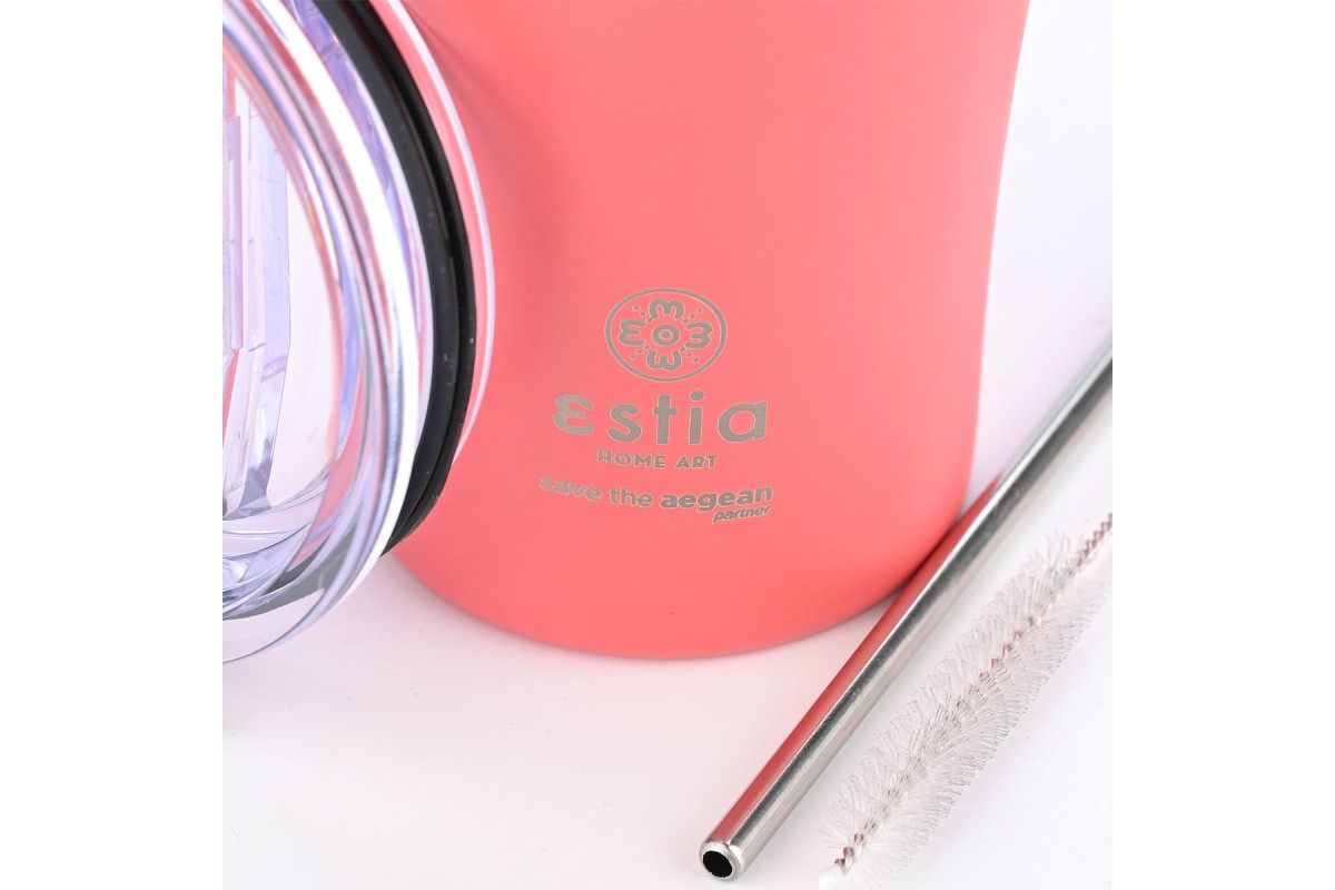 ESTIA ΘΕΡΜΟΣ COFFEE MUG SAVE THE AEGEAN 500ml FUSION CORAL ESTIA ΘΕΡΜΟΣ COFFEE MUG SAVE THE AEGEAN 500ml FUSION CORAL