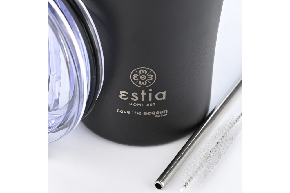ESTIA ΘΕΡΜΟΣ COFFEE MUG SAVE THE AEGEAN 500ml MIDNIGHT BLACK