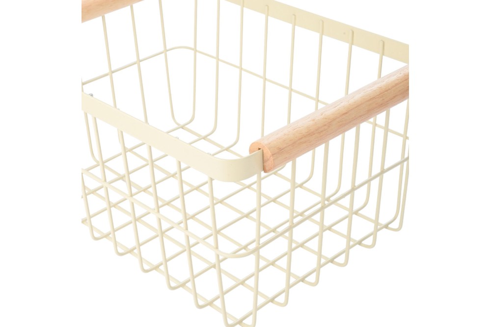 ESTIA ΚΑΛΑΘΙ ΟΡΓΑΝΩΣΗΣ ALLURE ΜΕΤΑΛΛΙΚΟ ΜΕ ΞΥΛΙΝΕΣ ΛΑΒΕΣ 33x22x15 IVORY