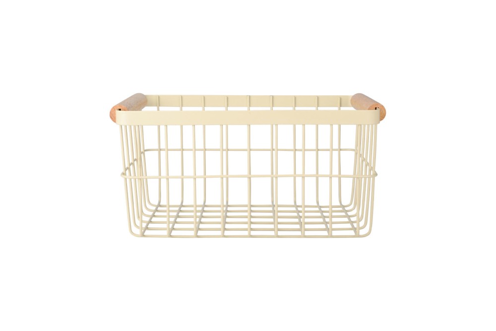 ESTIA ΚΑΛΑΘΙ ΟΡΓΑΝΩΣΗΣ ALLURE ΜΕΤΑΛΛΙΚΟ ΜΕ ΞΥΛΙΝΕΣ ΛΑΒΕΣ 28x20x14 IVORY