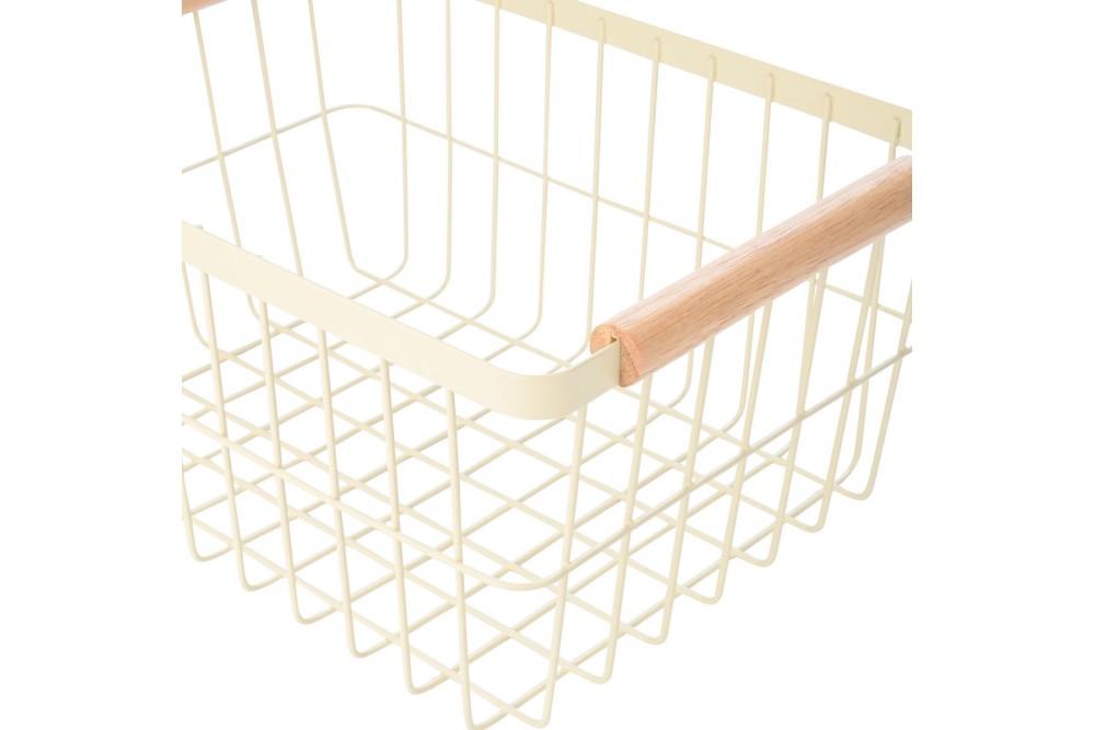 ESTIA ΚΑΛΑΘΙ ΟΡΓΑΝΩΣΗΣ ALLURE ΜΕΤΑΛΛΙΚΟ ΜΕ ΞΥΛΙΝΕΣ ΛΑΒΕΣ 28x20x14 IVORY