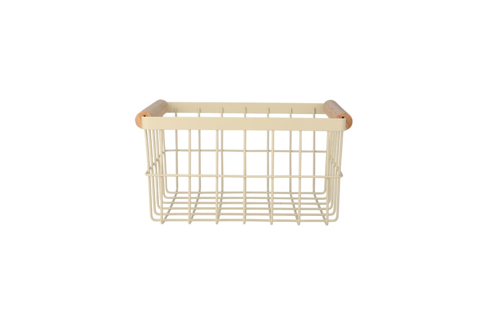 ESTIA ΚΑΛΑΘΙ ΟΡΓΑΝΩΣΗΣ ALLURE ΜΕΤΑΛΛΙΚΟ ΜΕ ΞΥΛΙΝΕΣ ΛΑΒΕΣ 24x18x13  IVORY