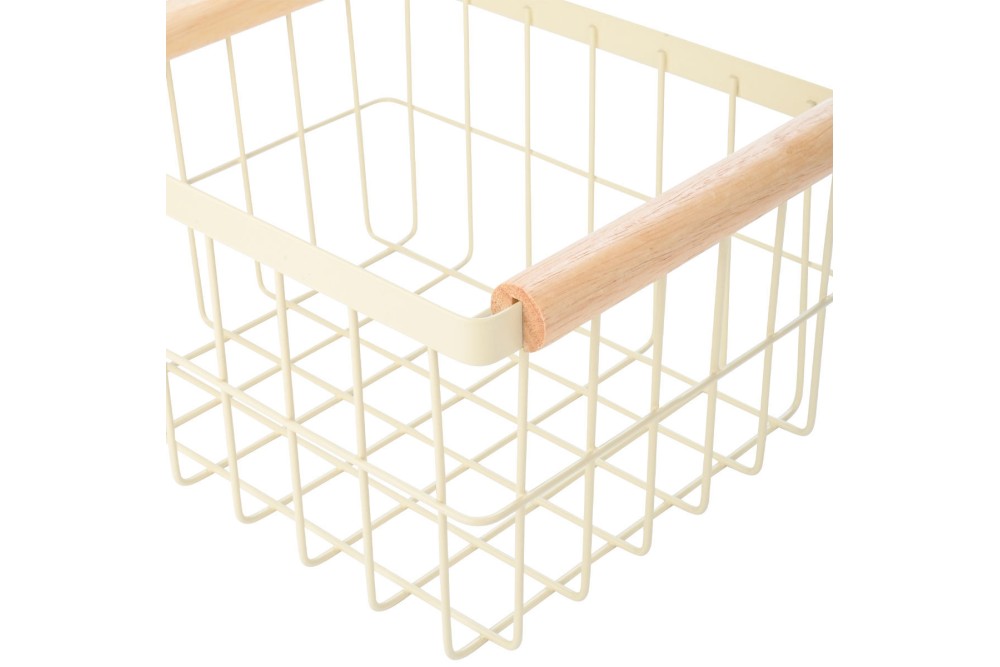 ESTIA ΚΑΛΑΘΙ ΟΡΓΑΝΩΣΗΣ ALLURE ΜΕΤΑΛΛΙΚΟ ΜΕ ΞΥΛΙΝΕΣ ΛΑΒΕΣ 24x18x13  IVORY